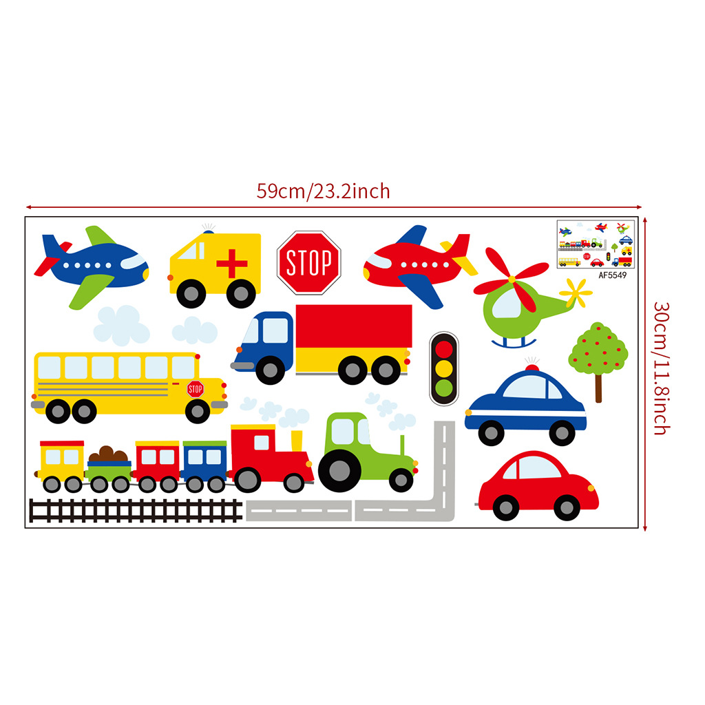 Aover camión de bomberos pegatinas decoración de la habitación de los niños N1027 tarjeta de PVC esmerilado pegatinas autoadhesivas de coche al por mayor