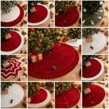 Multi-Style Knitted Christmas Tree Skirt Collection | Red, B