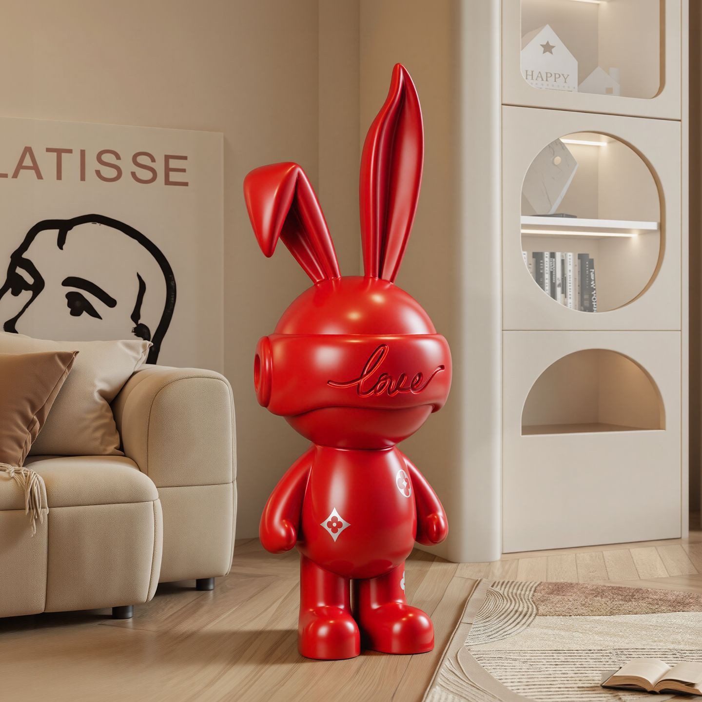 Behanmei Cartoon Rabbit Doll Ornament Living Room Tv Cabinet Next to Sofa Large Floor-Standing Decoration Housewarming Gift