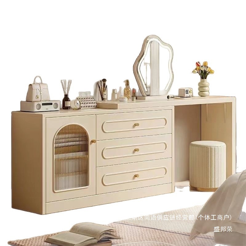Fábrica directa mesa de tocador dormitorio simple moderna mesa de cabecera mesa de maquillaje gabinete de almacenamiento 2026 nuevo estilo de crema
