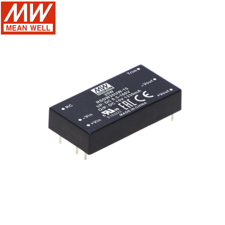 台湾明纬电源 RSDW20UW/ RDDW20UW/05/12/152x1 封装DC-DC转换器