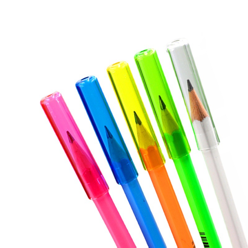 Tres colores simples divertidos, tapa de lápiz transparente, tapa de lápiz de plástico, tapa de lápiz, extensor para estudiantes de primaria, niños generales