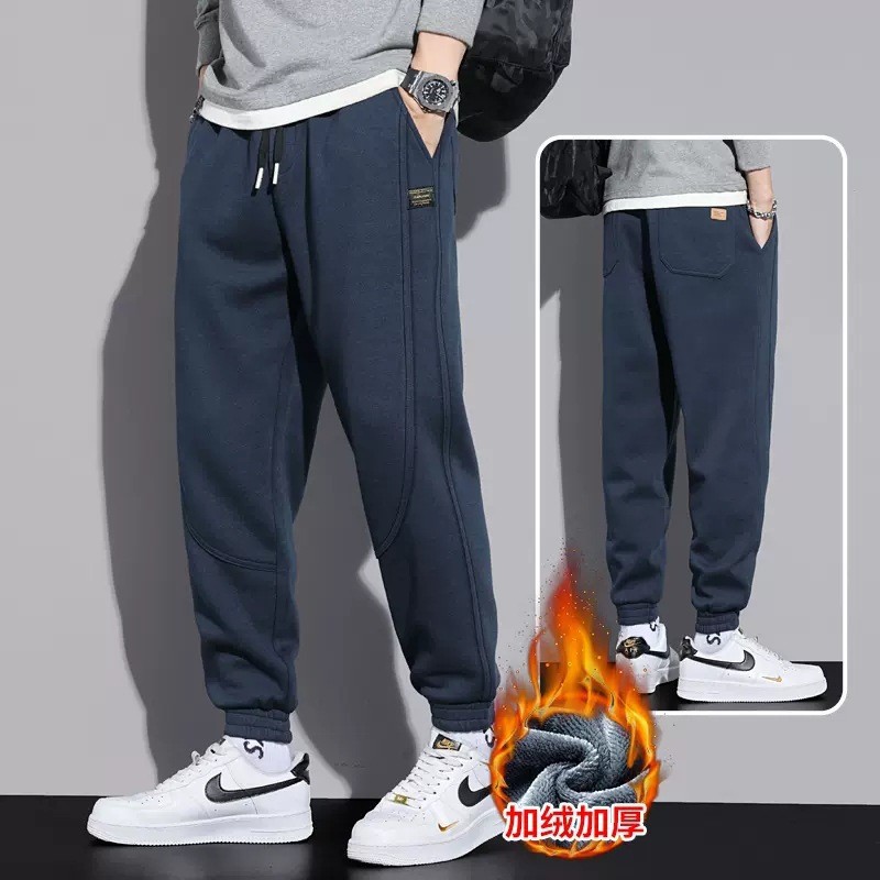 Trendy New Men's Pants for Spring and Autumn, Loose Sweatpants, Trendy Joggers, Versatile Knit Sports Pants, Fleece-Lined Casual Pants