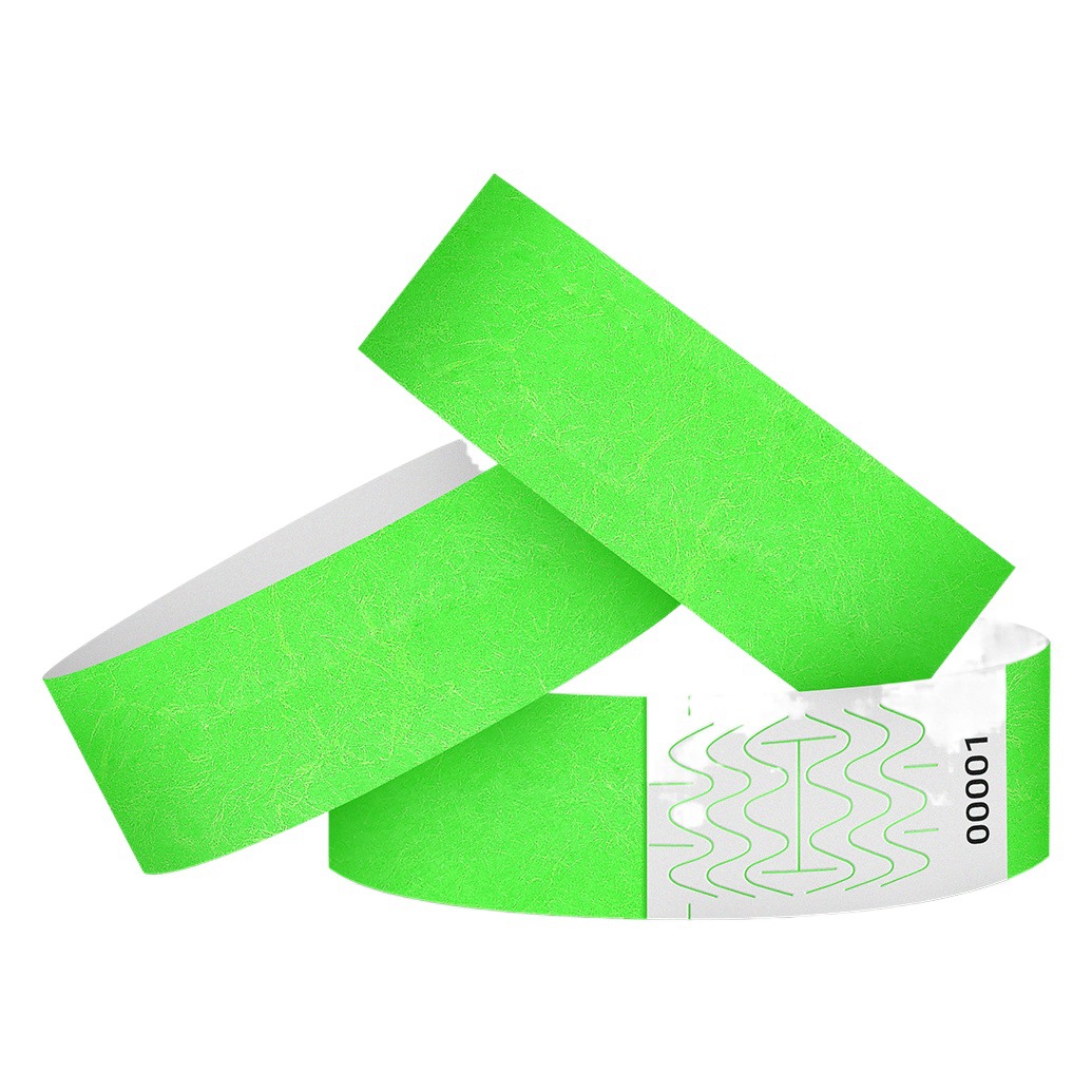 Color sólido DuPont papel desechable impermeable imitación sabotaje parque infantil piscina color fluorescente pulsera billete de pulsera