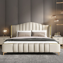 轻奢真皮床现代简约主卧1.8米双人床2米大床实木储物高端意式婚床