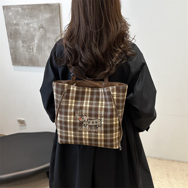 Bolsas de gran capacidad de superfuego para mujeres 2024 nuevo lindo perro salchicha cuadrado otoño invierno bolsas de tote