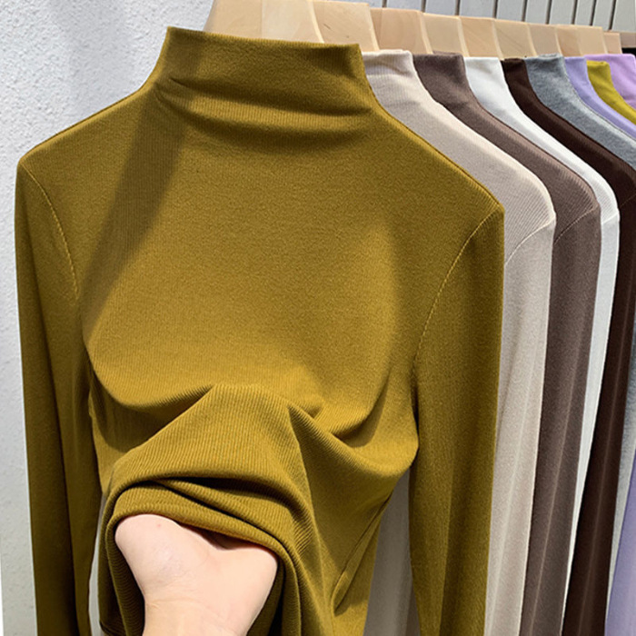180グラムのねじの半高襟の底のシャツの女性の新型の春秋冬のファッションの長袖のtシャツは身を修める徳の絨毯の中で上着を掛けます。|undefined