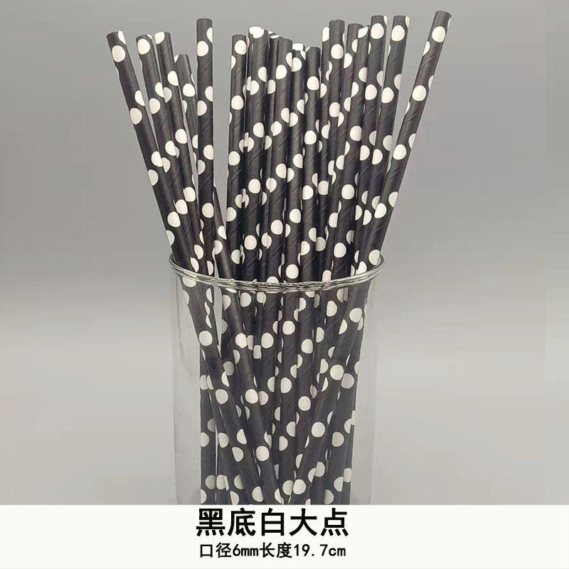 Una gran cantidad de paja de papel desechable al por mayor paja de papel degradable en blanco y negro serie paja transfronteriza Amazon