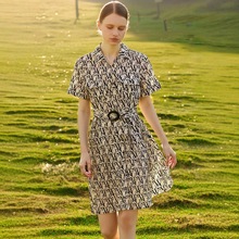 一手货源【佳人苑】品牌专柜撤柜！韩版时尚字母收腰连衣裙女25夏