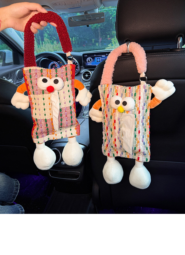 Car Tissue Box, Cute Doll, Hands and Feet, Car Tissue Hanging Bag, High-End and Practical Car Armrest Box Tissue Box