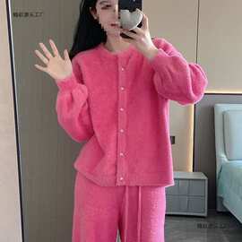 新款睡衣女秋春夏法兰绒加绒加厚套装感气质珊瑚绒家居服