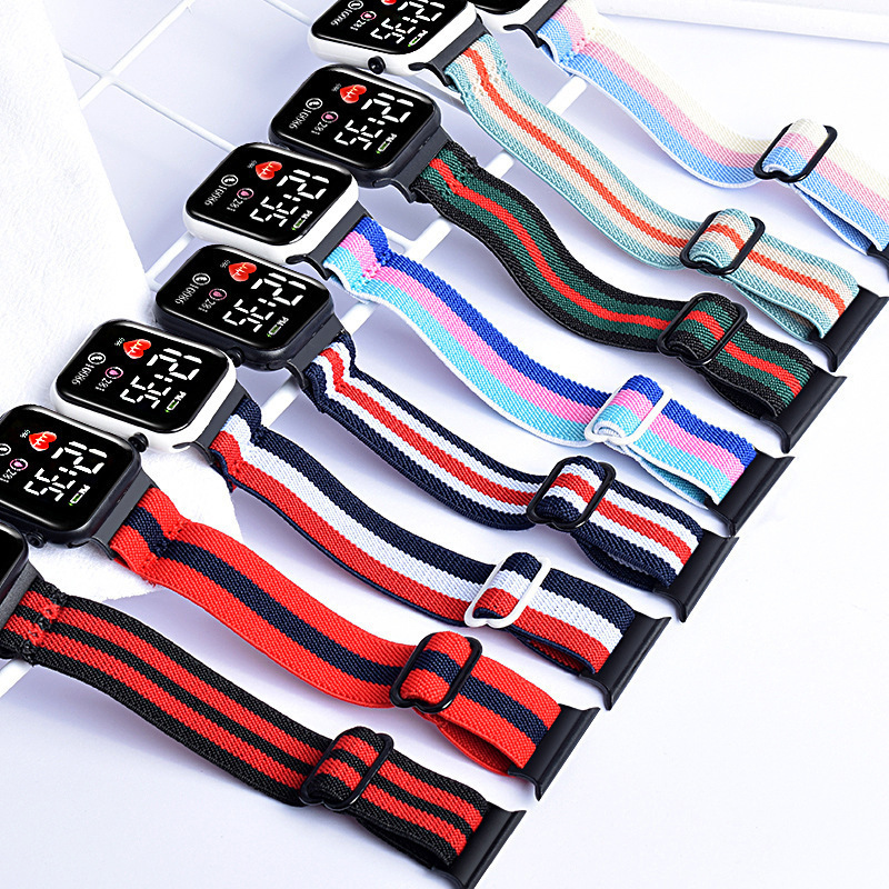 Nuevo bolso de lona colorido LED pequeño reloj cuadrado deportes al aire libre multifuncional impermeable estudiante hombres y mujeres reloj electrónico