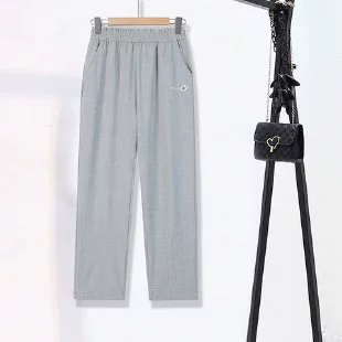 Live broadcast style pants, Chinese style embroidered to cover the flesh and look slimming, mom casual pants for women