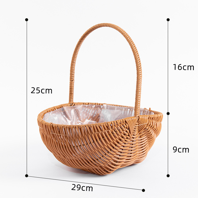 Cestas de flores de huevos de vid de plástico tejidos, flores de luna, flores de mano tejidas, ramo de flores para regalar a una amiga, cesta de flores de mano