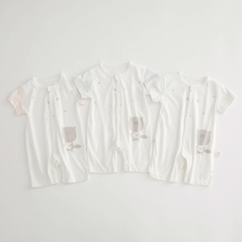 Baby jumpsuit summer thin short-sleeved newborn clothes newborn baby pure cotton romper children's pajamas summer clothes