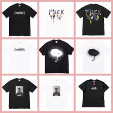 跨境Sup原创美潮字母印花BOX高版本短袖T恤男女宽松街潮一件代发