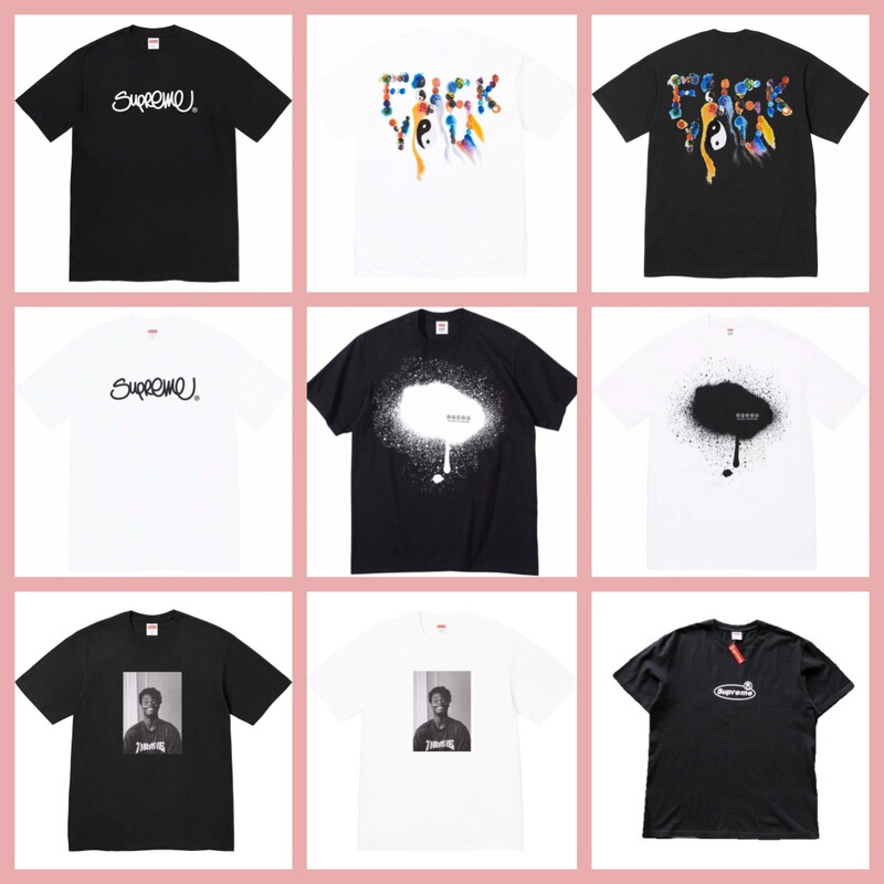 Cross-Border Sup Original American Trend Letter Print Box High Version Short Sleeve T-Shirt Unisex Loose Street Style One Piece Dropshipping