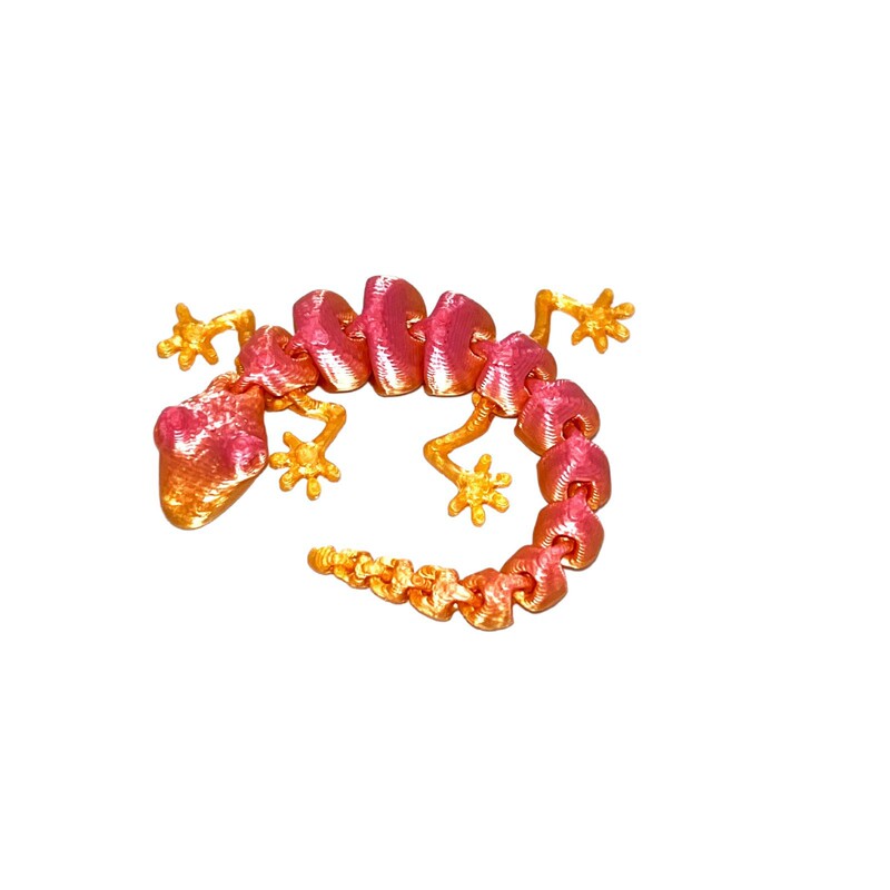 跨境热销3D打印小蜥蜴玩具壁虎摆件可逗猫一体关节可动小饰品批发|undefined