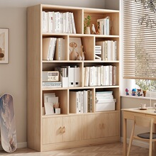 实木书柜书架一体靠墙家用格子柜客厅储物柜带门落地自由组合柜子