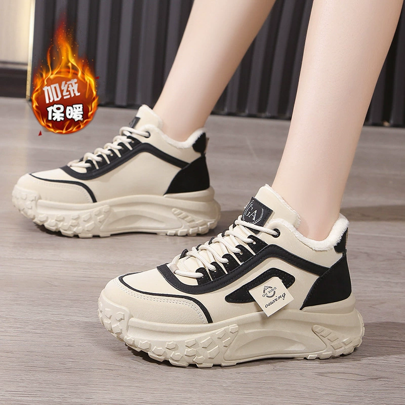 Туфли Torre на толстой подошве, женские утолщенные хлопковые туфли с высоким берцем на флисовой подкладке, Новинка осени и зимы 2023 года, теплые спортивные Нескользящие зимние сапоги