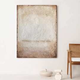 MB.手绘油画旧式侘寂赤贫风民宿客厅抽象装饰画玄关极简肌理挂画