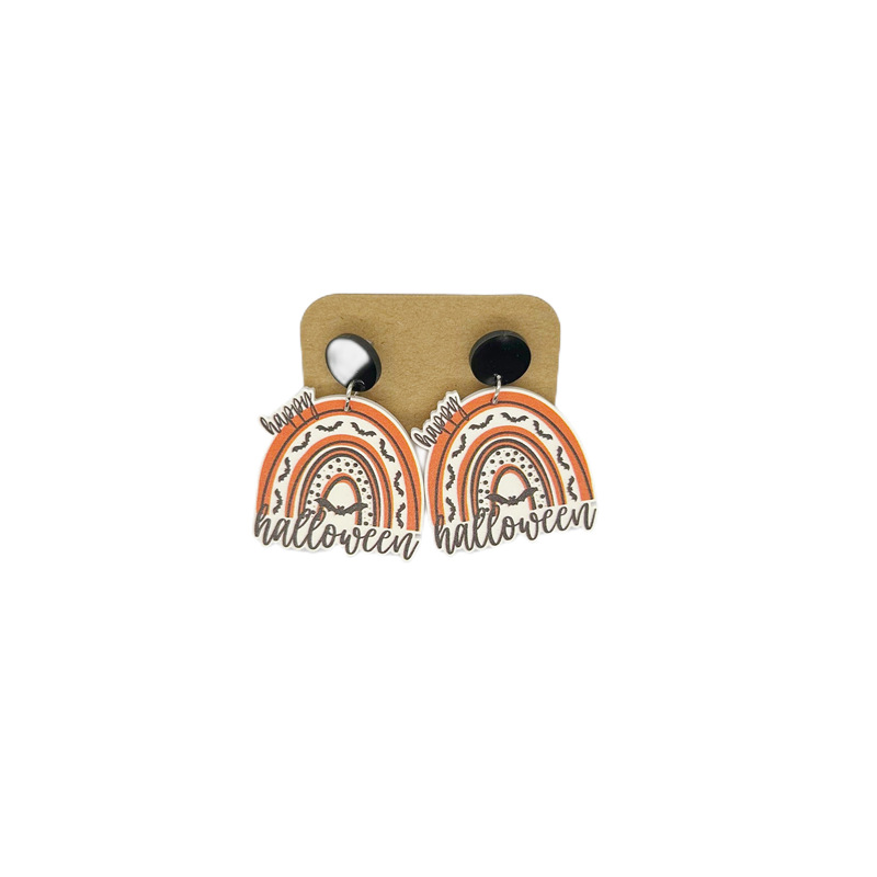 Halloween Festival 1 Pair Halloween Cute Funny Pumpkin Letter Ghost Arylic Drop Earrings
