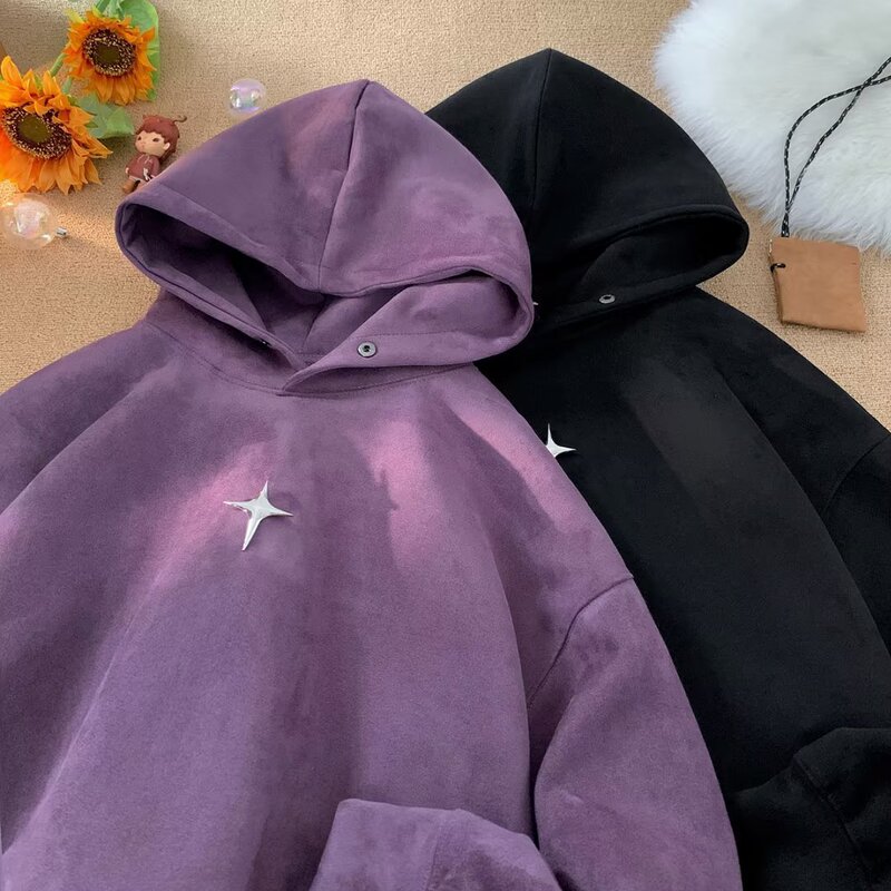 American hooded sweater men's Spring and Autumn 2023 new fashion brand loose casual oversize heavy gray coat American hooded sweater men's Spring and Autumn 2023 new fashion brand loose casual oversize heavy gray coat