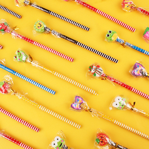 Cute cartoon pencil with eraser kindergarten prize gift brush creative stationery student sketch painting pencil