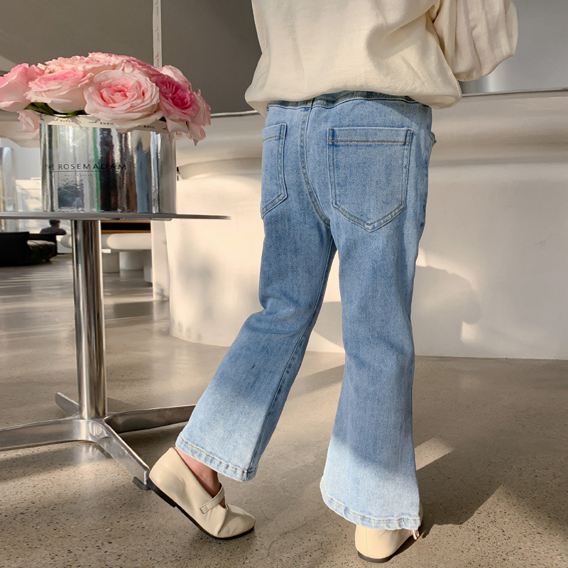 Niños versátiles ropa infantil niñas jeans primavera y otoño pantalones de moda pantalones elásticos pantalones delgados niñas image 4