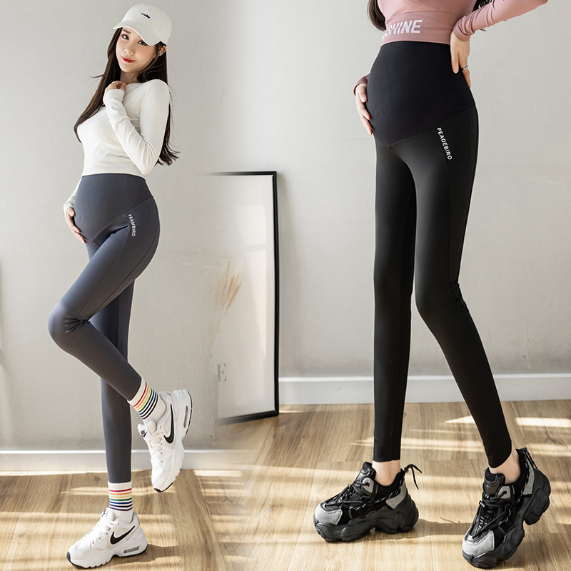 Real Shot of 2025 Spring and Autumn New Maternity Pants, Sharkskin Leggings, Women's Black Tight Yoga Pants, Barbie Slimming Leggings