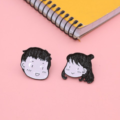 文藝小清新卡通人物 情侶男女孩胸針小飾品 可愛別針合金徽章