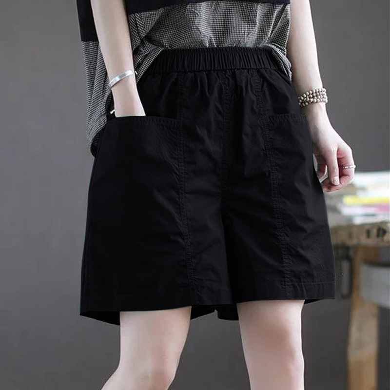 Shorts women's summer thin plus size cotton casual sports pants European station loose slimming wide leg shorts