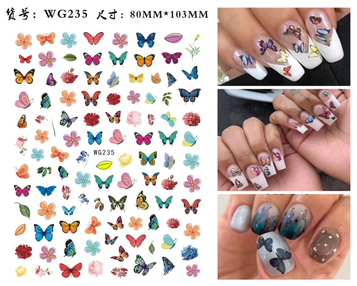 Nuevos productos de primavera de color mariposa pegatinas de manicuras de comercio electrónico transfronterizo pegatinas de manicuras mariposa WG1300-1311
