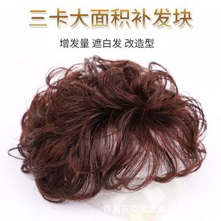 Wig Piece for Women, Real Human Hair to Cover Gray Hair, Short Curly Hairpiece to Cover the Top of the Head, Seamless Short Hair, Natural and Realistic
