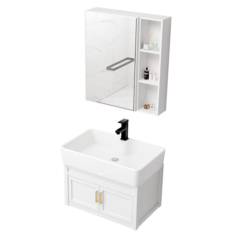 gabinete de baño de aluminio espacial grueso tipo casa pequeña tipo pared tipo lavabo gabinete combinado cerámico lavabo todo en uno lavabo lavabo