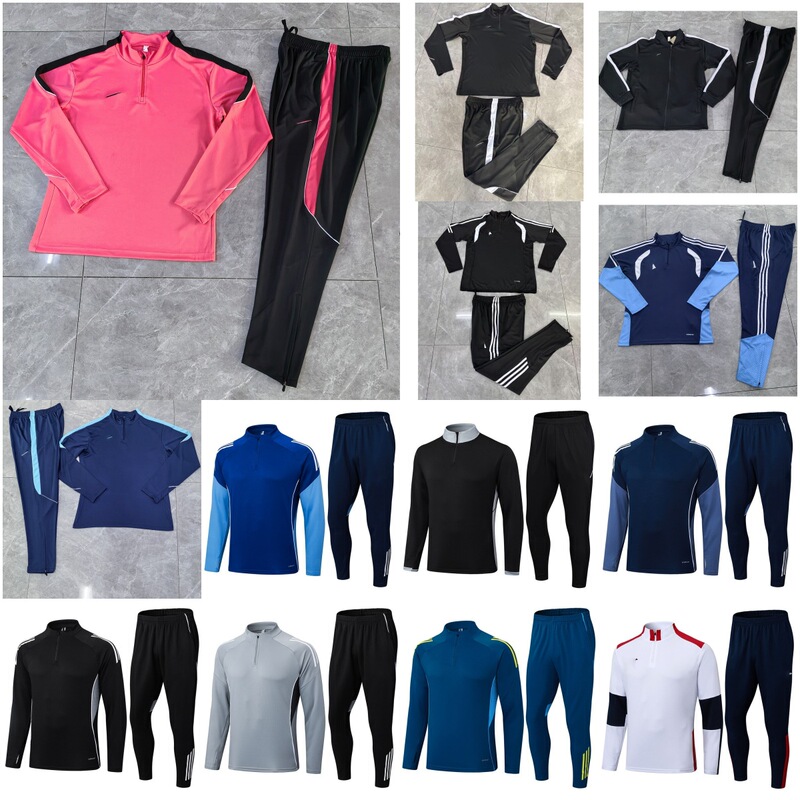 Factory Direct Sales Half-Zip Soccer Uniforms Without Team Logo, Soccer Jerseys, Training Suits, Soccer Shirts with Customizable Logo for Cross-Border Sales