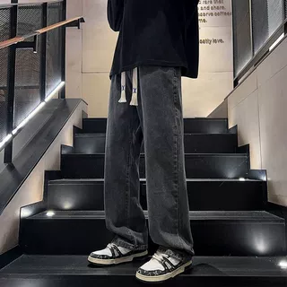 春秋复古牛仔裤男款直筒宽松潮牌阔腿美式高街百搭休闲长裤子男生