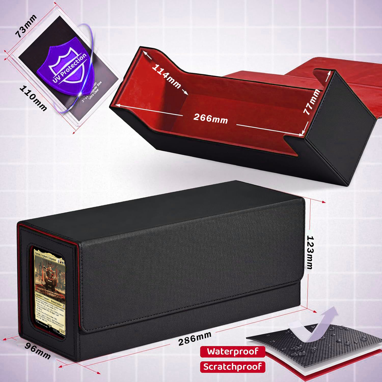 PU Leather Game MTG Hard Holder Storage 35PT Magnetic Card Brick Collection Box, CCG_voghion.com