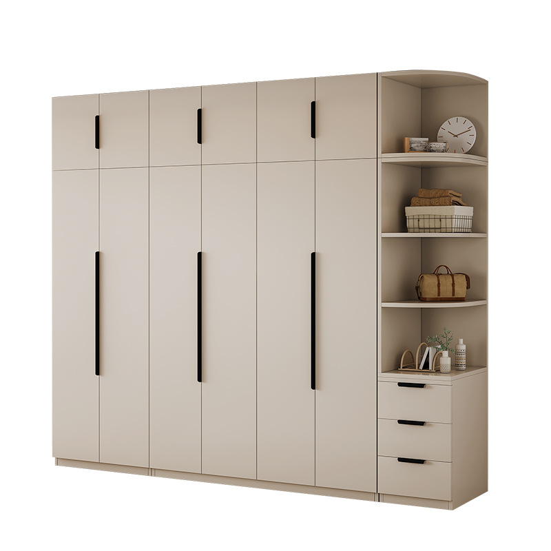 Armario de madera maciza dormitorio doméstico moderno simple puerta corredera de viento crema habitaciones de alquiler almacenamiento armario image 6