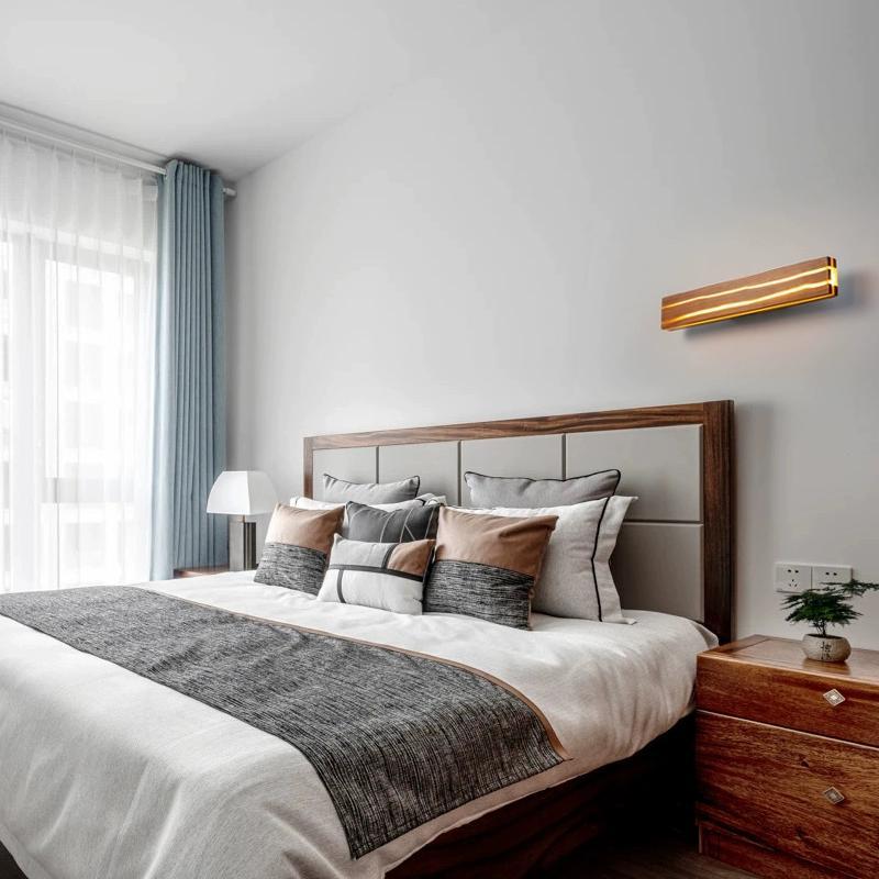 Transfronterizo LED pasillo madera grano color Lámpara de pared registro crack giratoria lámpara de pared de madera fuente de cabecera fábrica en stock