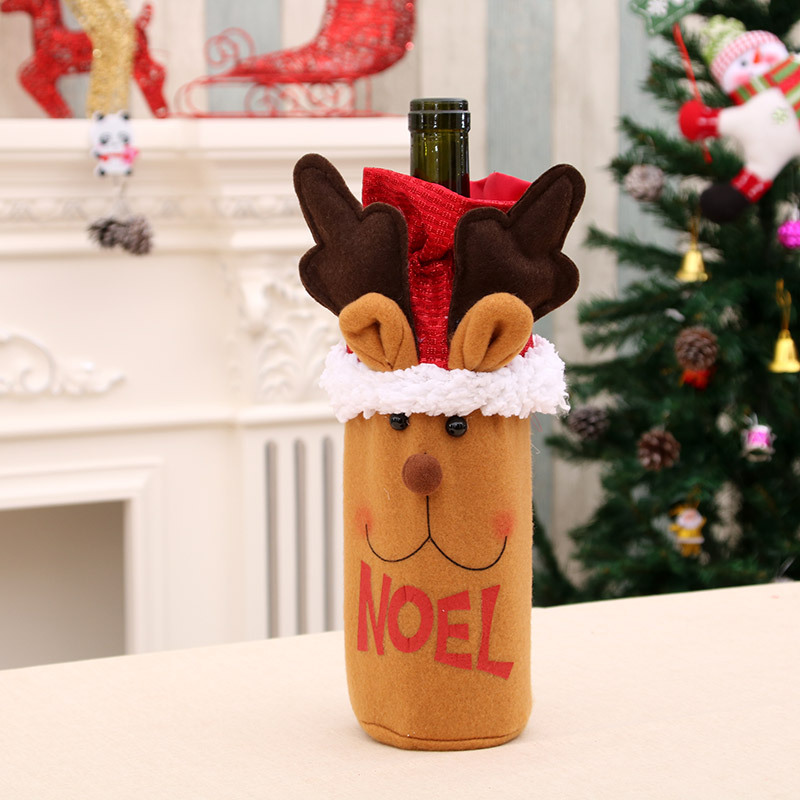 Nueva bolsa de botella de vino Nueva cubierta de botella de vino de Santa Claus decoración de botella de vino de Navidad bolsa de botella de vino tinto de Navidad