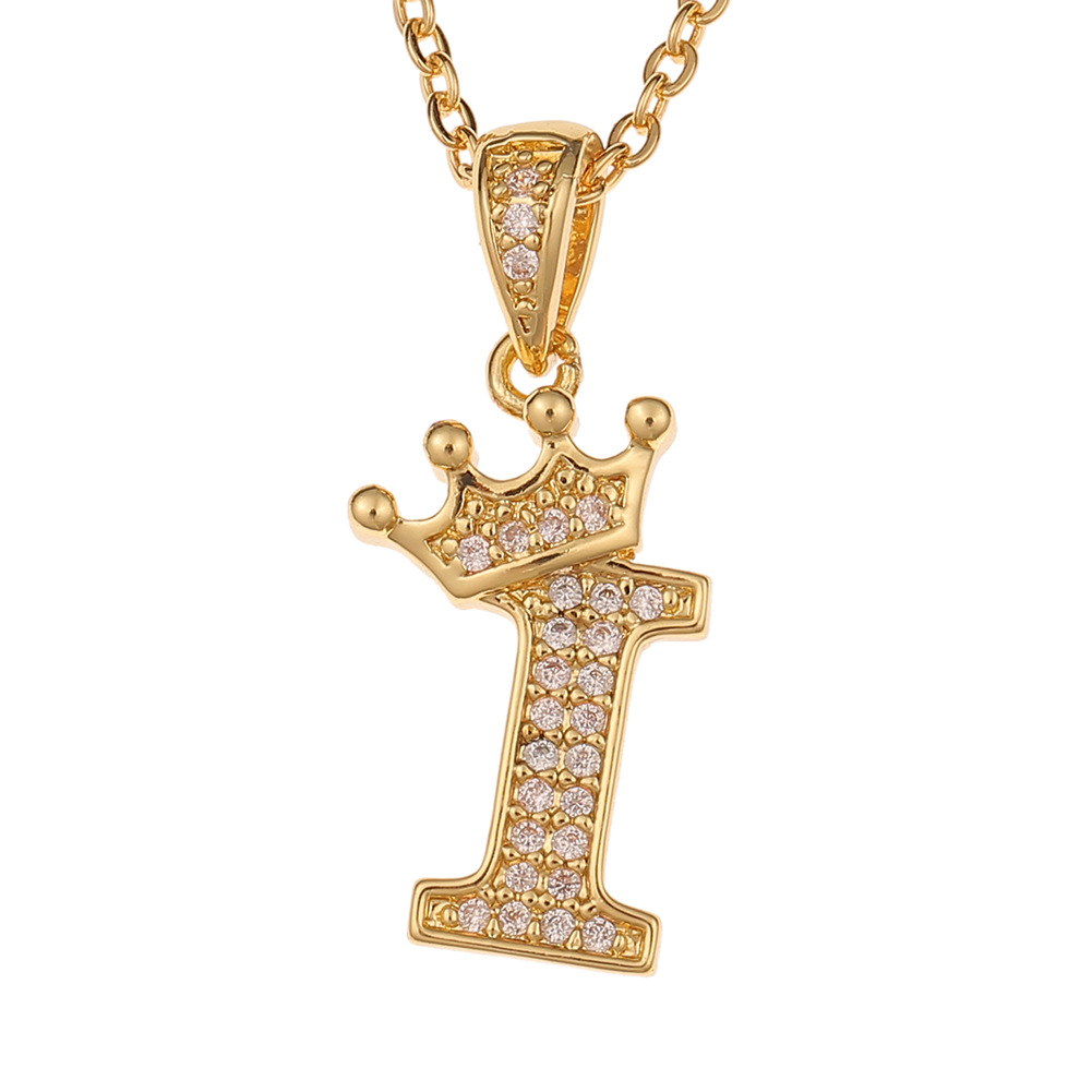 Wholesale Jewelry Crown 26 English Letter Pendant Copper Necklace Nihaojewelry display picture 2