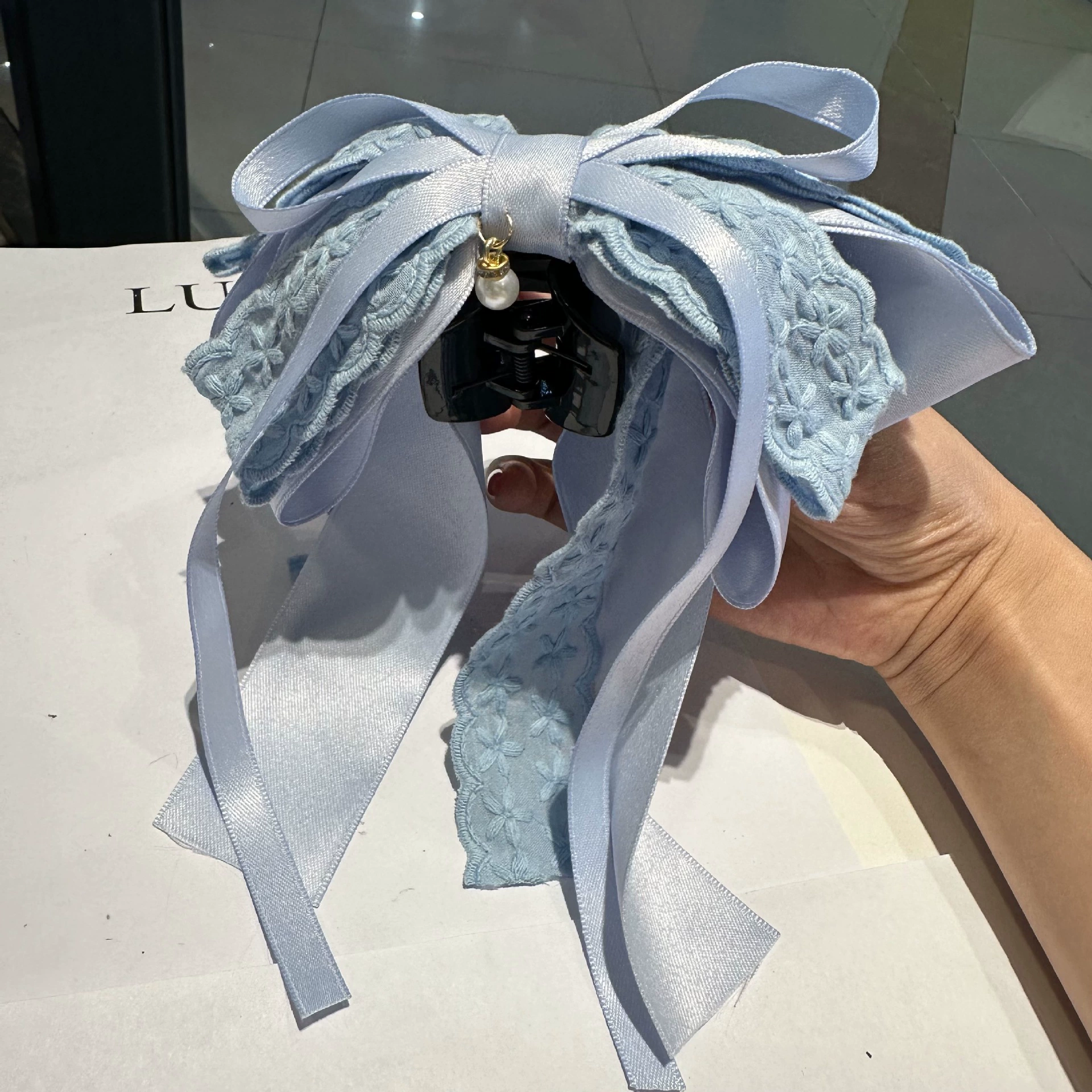 Модная заколка для волос с бантом, универсальная хвостик, стиль Chanel, кружевное платье, интернет-знаменитость