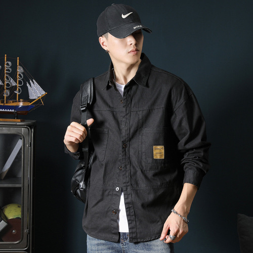 New Cross-Border Leisure Men's Outerwear 2024 Spring Trend Brand Fat and Large Loose Work Shirt for Men on Amazon