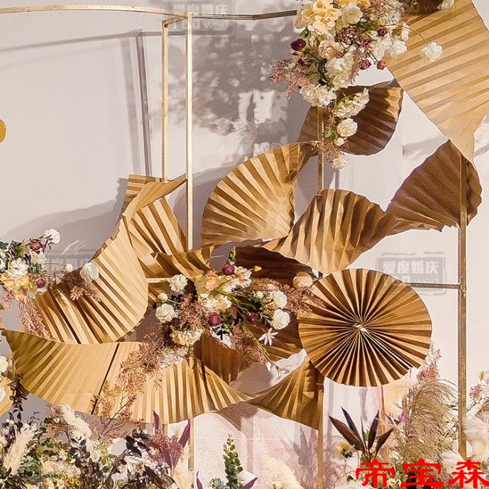 Wedding props wavy curve white origami corrugated paper wedding room decoration festival background wall decoration supplies