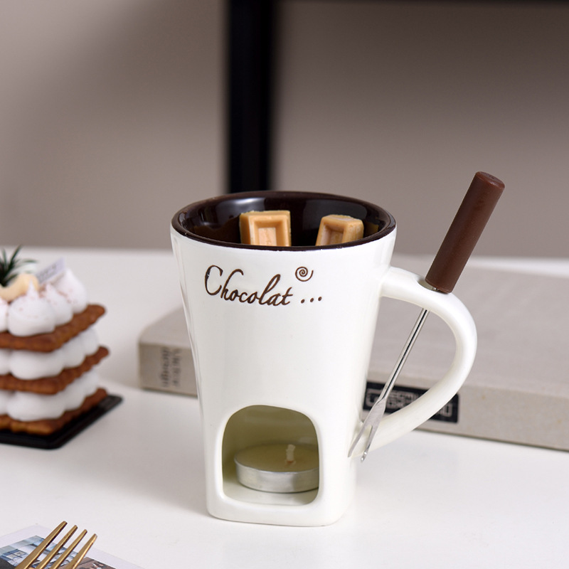 火锅芝士火锅奶酪火锅巧克力杯冰淇淋叉陶瓷杯送瑞士锅炉杯|undefined