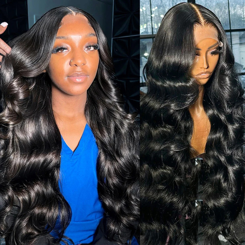 European and American Style Lace Front Wig Long Curly Hair Wavy Black Lace Body Wave 13*4 Lace Frontal
