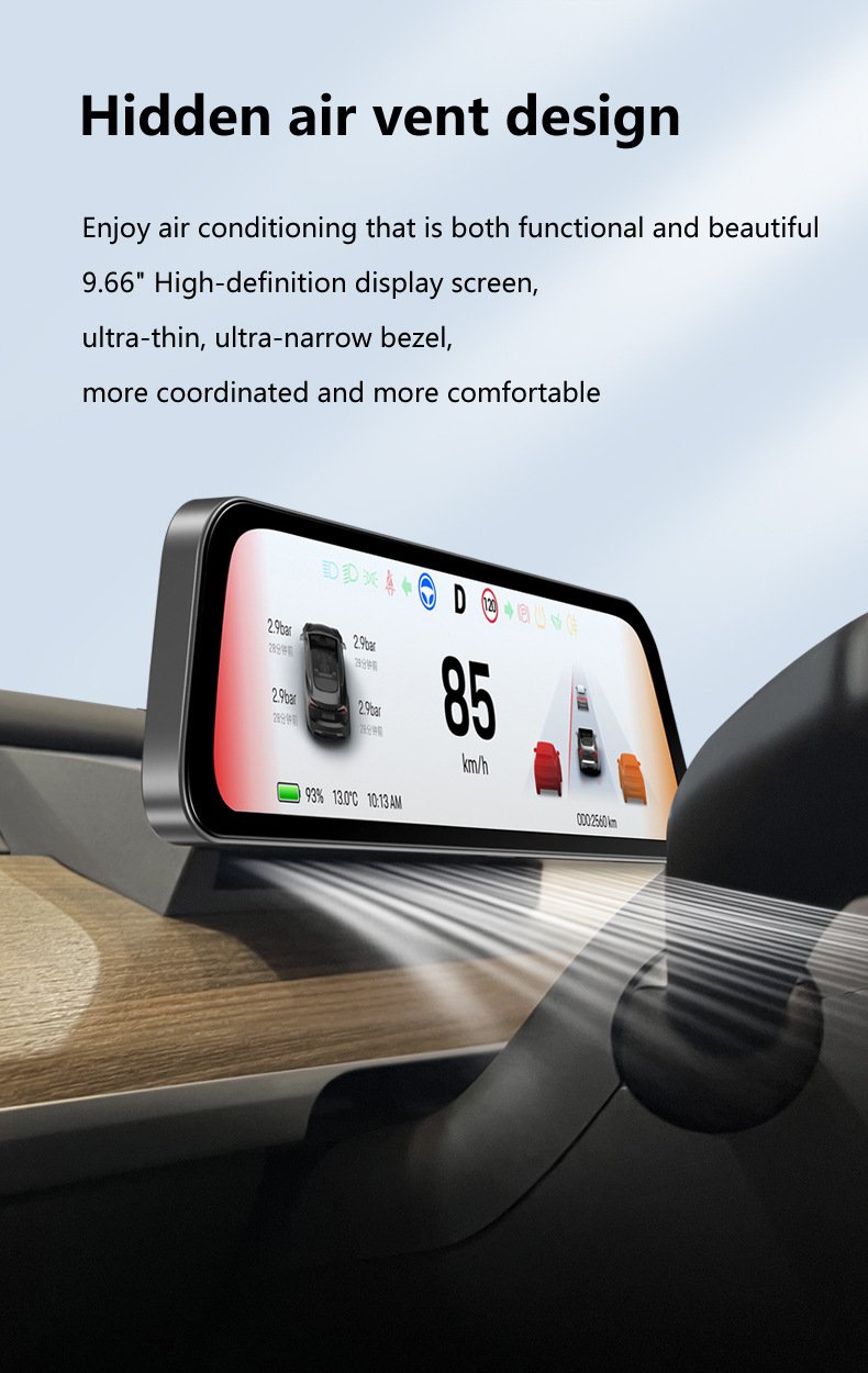 Cross-Border New Products Suitable for Tesla's New Model 3/Y/Wireless Carplay 9.66inch Modified Dashboard