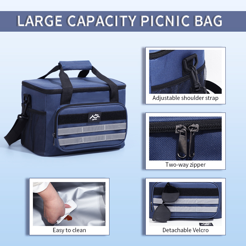 Bolso de hielo grande de picnic transfronterizo, caja de almuerzo de gran capacidad para mantener la frescura y el hielo al aire libre, incubadora de mensajero portátil, bolsa de comida de comercio exterior