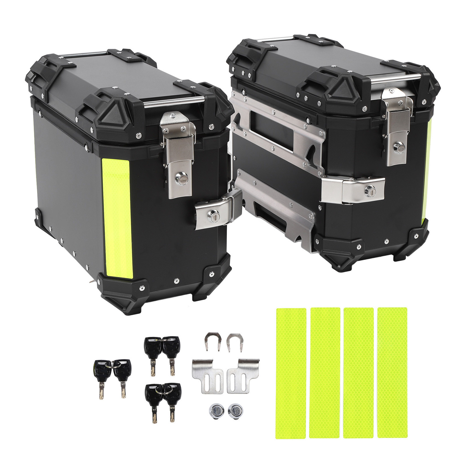 28L/35L Motorcycle Aluminum Alloy Side Box with Large Corner Protection, Waterproof and Anti-Collision, Travel Embossed X-Style Universal Modified Side Box